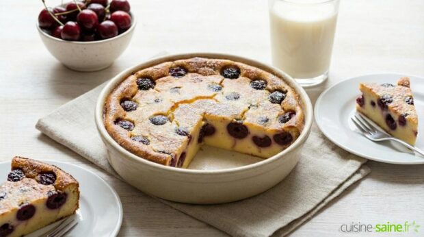 Flan pâtissier aux cerises sans gluten ni lait