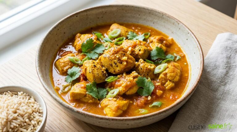 Sauté de poulet au curcuma, gingembre et tomate