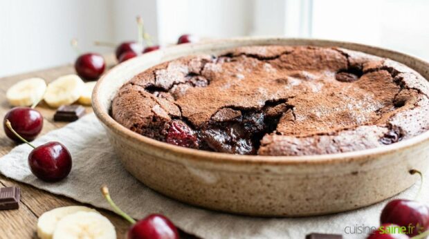 Gâteau fondant chocolat-cerise (sans beurre ni gluten)