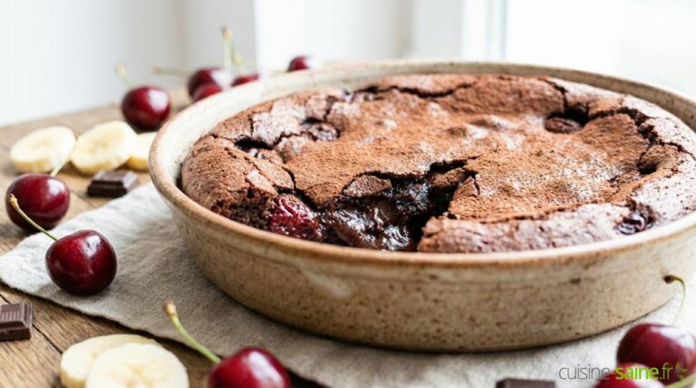 Gâteau fondant chocolat-cerise (sans beurre ni gluten)