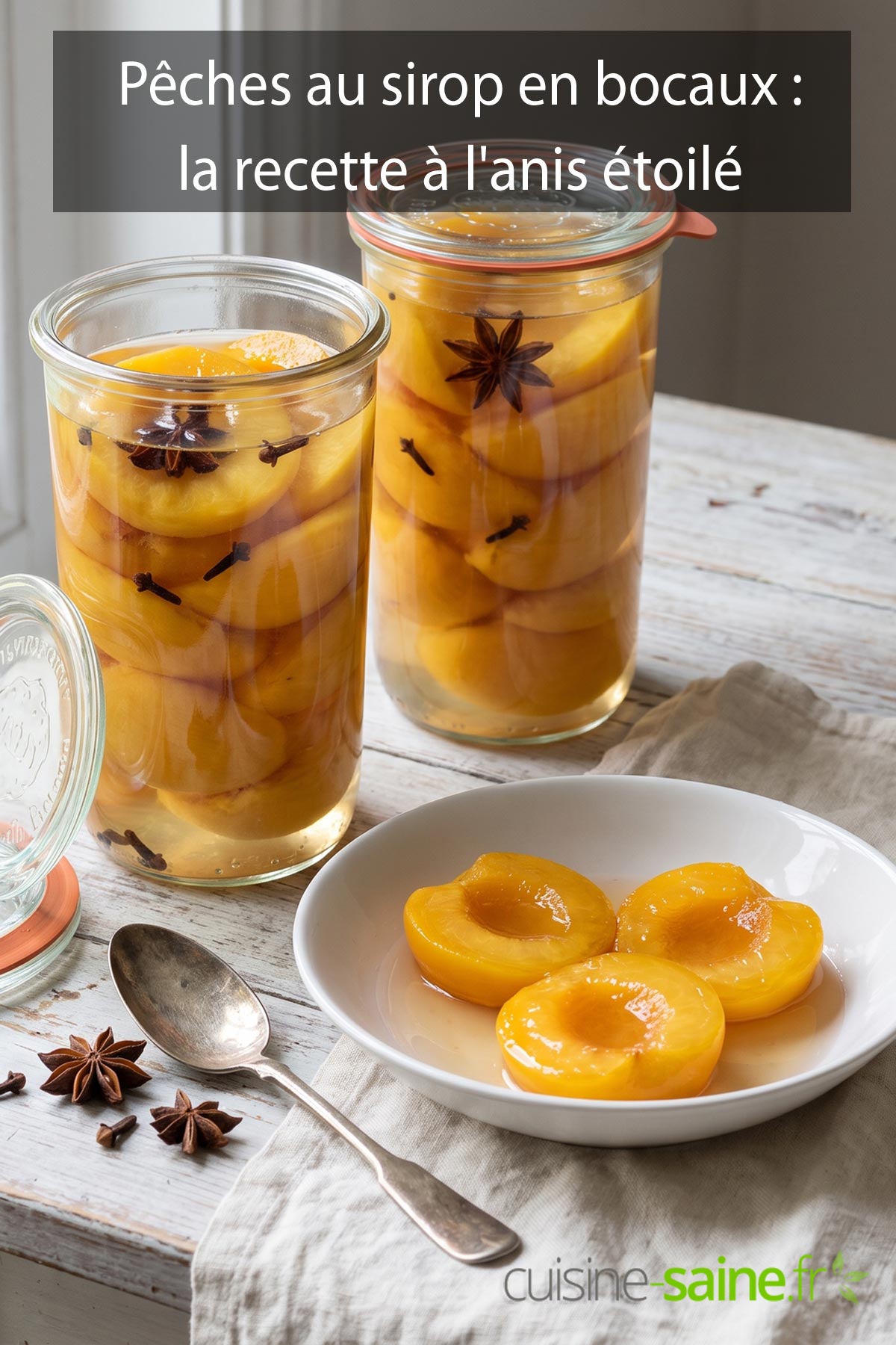 Pêches au sirop à l’anis étoilé en bocaux