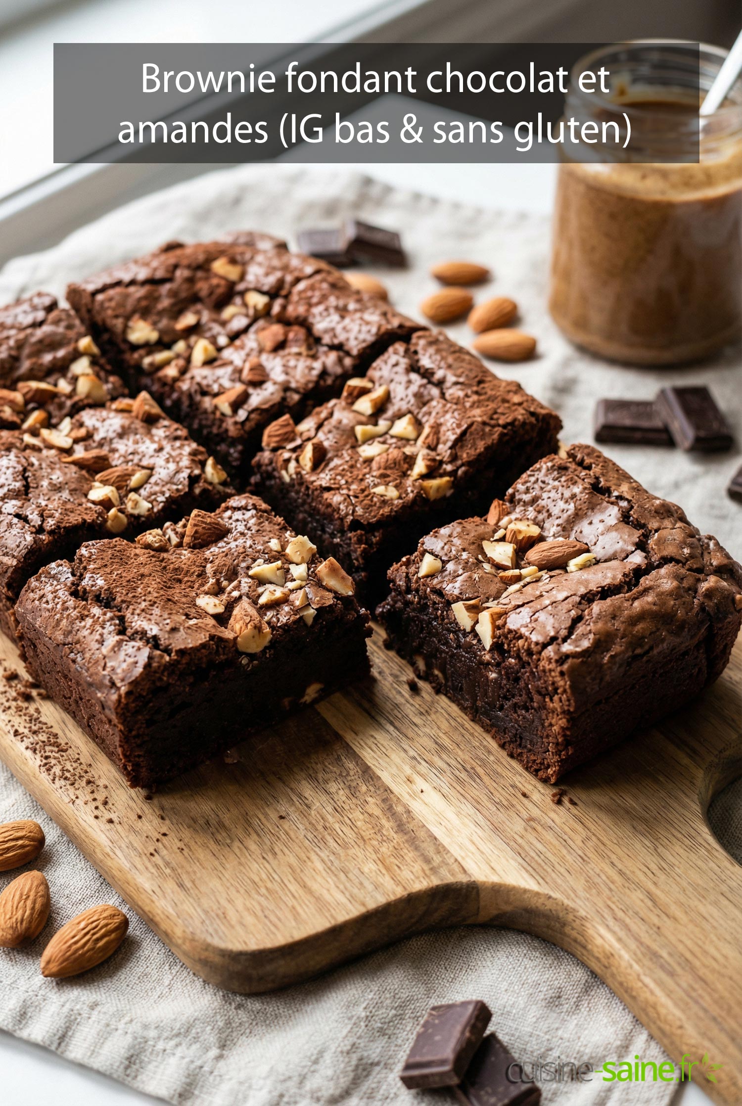 Brownie fondant chocolat et amandes (IG bas & sans gluten)