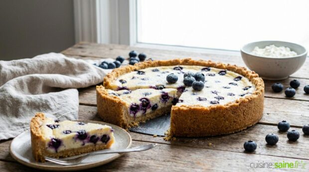 Tarte à la faisselle et aux myrtilles (sans gluten)