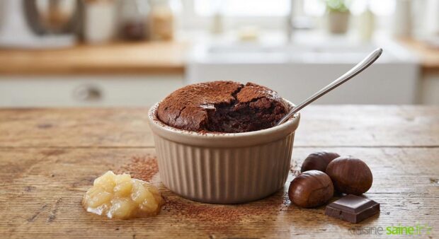Fondant chocolat, marron et poire vegan sans gluten