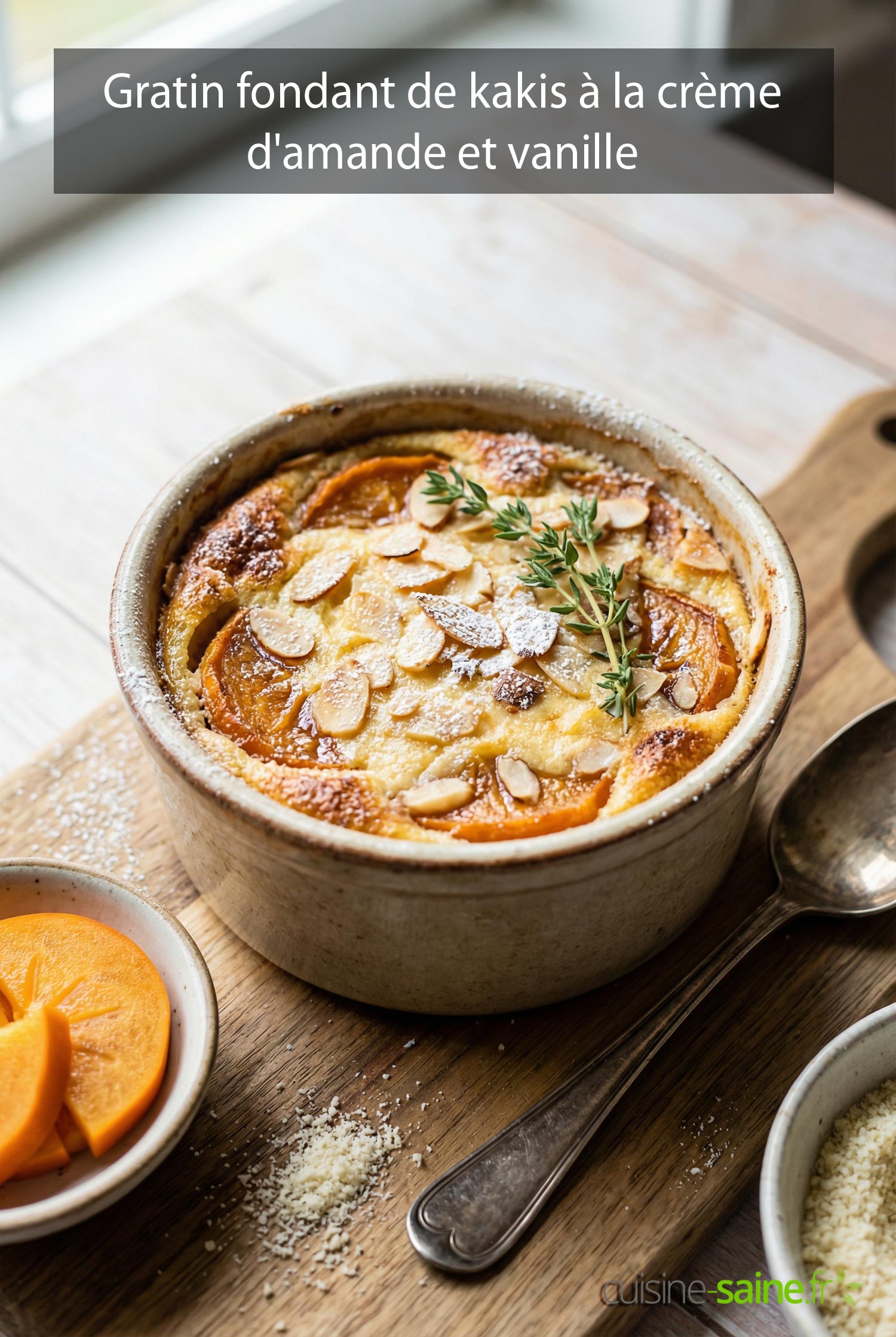 Gratin fondant de kakis à la crème d'amande et vanille
