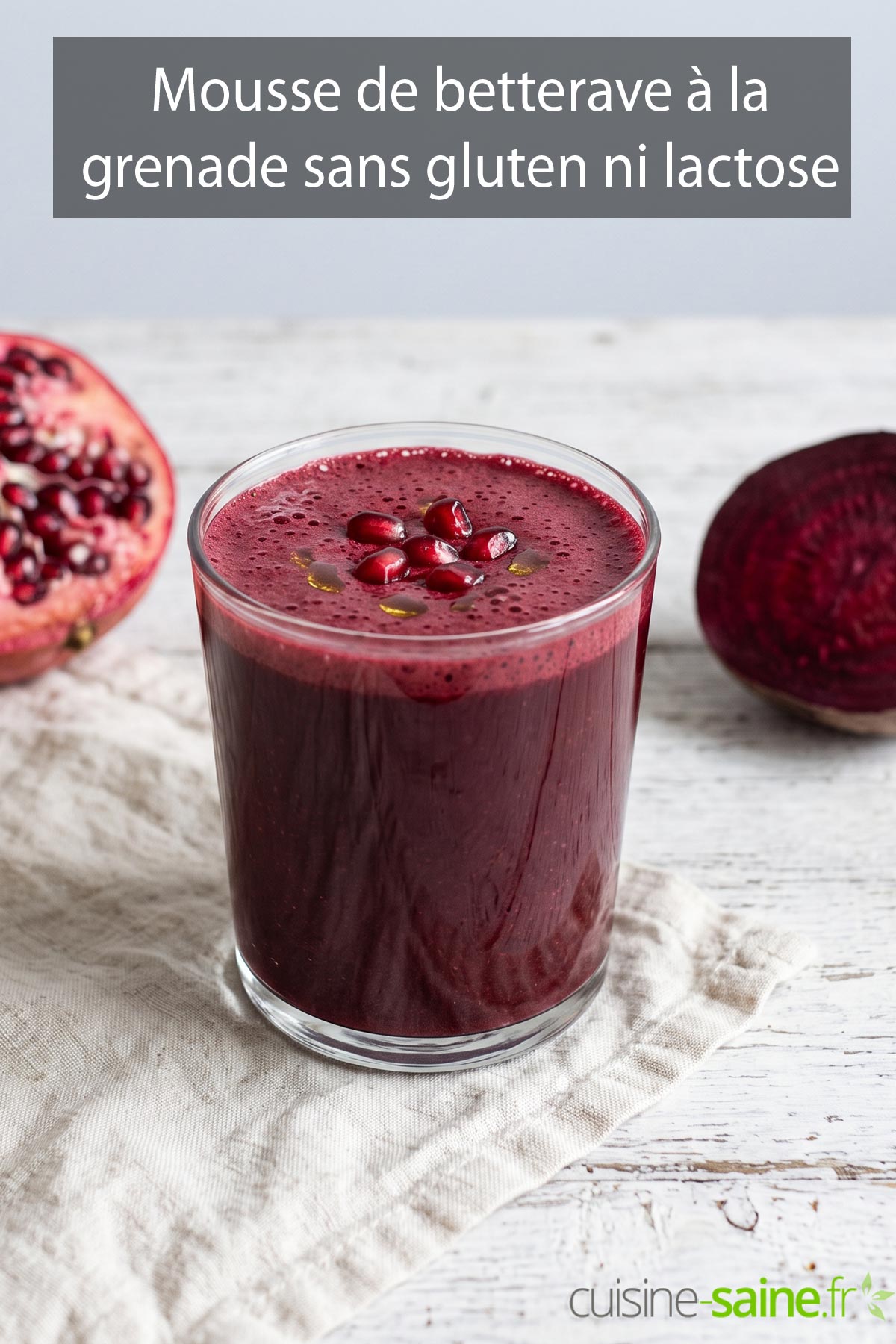 Mousse de betterave à la grenade en verrine, sans gluten ni lactose