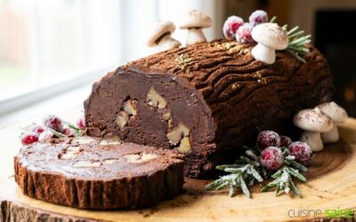 Bûche de Noël « Végétale Mystère » (Zéro beurre, 100% Fondante)