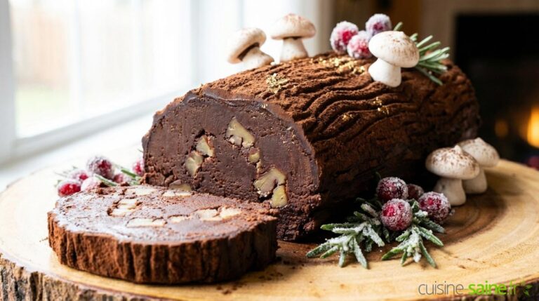 Bûche de Noël Végétale (Zéro beurre, 100% Fondante)