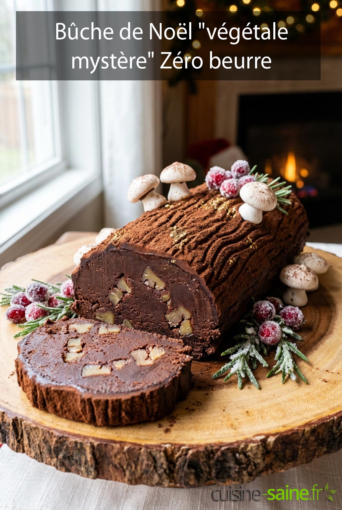 Bûche de Noël "Végétale Mystère" (Zéro beurre, 100% Fondante)