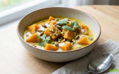 Potiron au lait de coco et curcuma sans gluten ni lactose