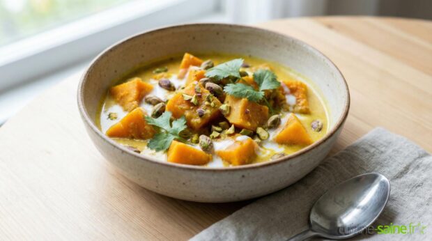 Potiron au lait de coco et curcuma sans gluten ni lactose