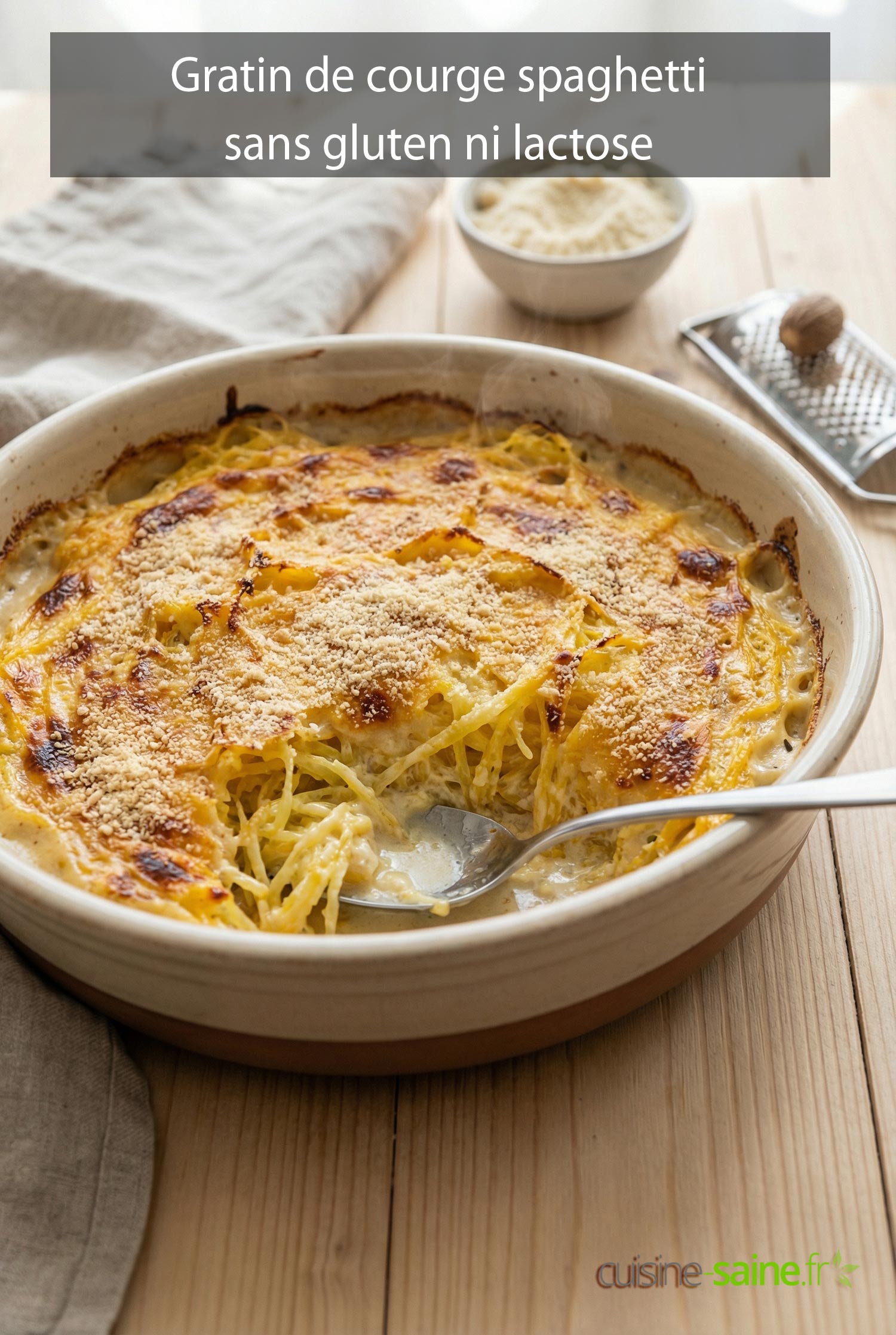 Gratin fondant de courge spaghetti à la muscade sans lactose