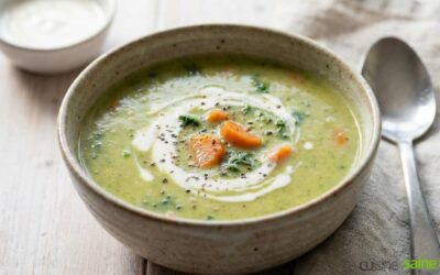 Soupe chou vert et poireaux (je cuisine les fanes)