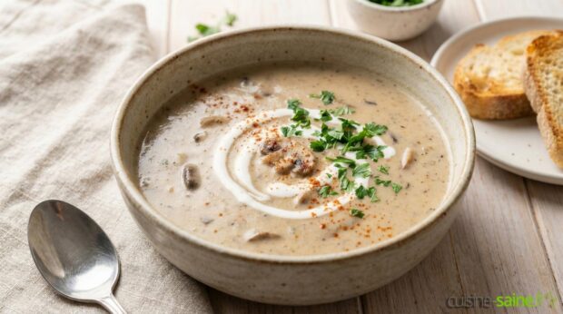Velouté de champignon sans gluten ni lactose