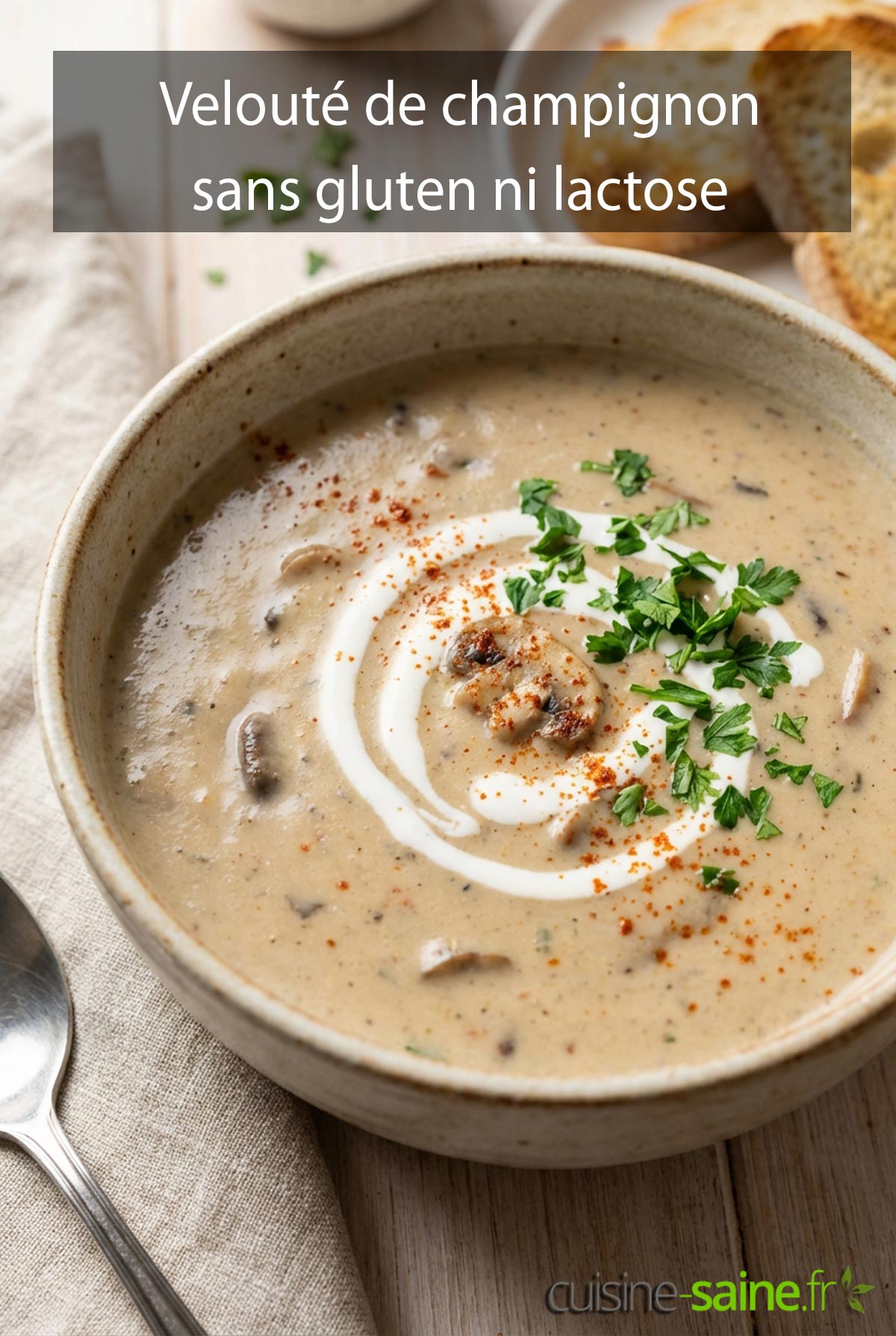 Velouté de champignon sans gluten ni lactose