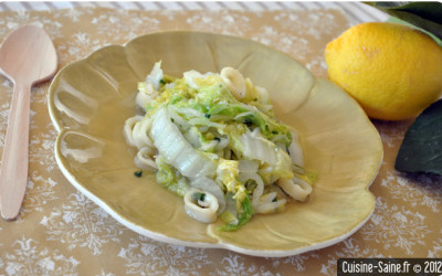 Recette wok : calamar citronné au chou chinois