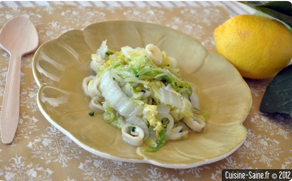 Recette wok : calamar citronné au chou chinois