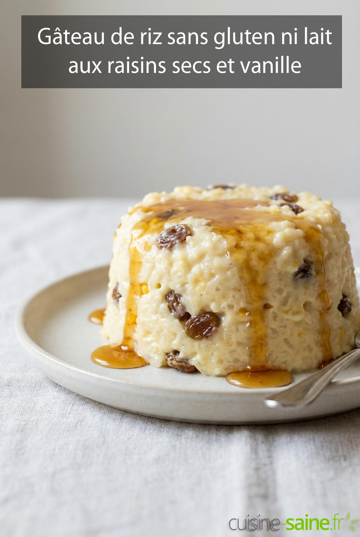 Gâteau de riz sans gluten aux raisins secs et vanille