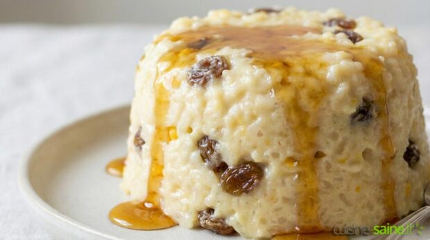 Gâteau de riz sans gluten aux raisins secs et vanille