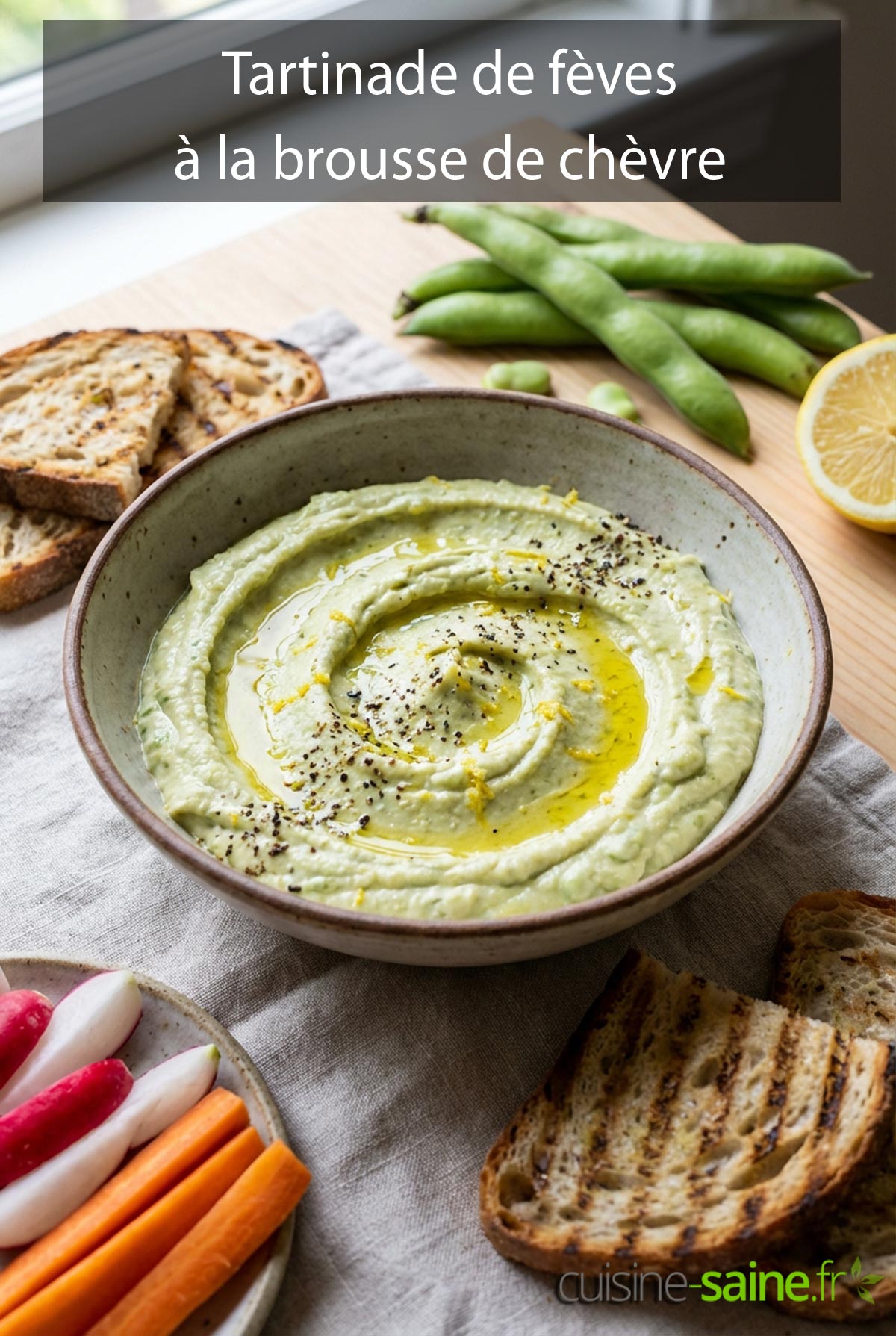 Tartinade de fèves à la brousse de chèvre