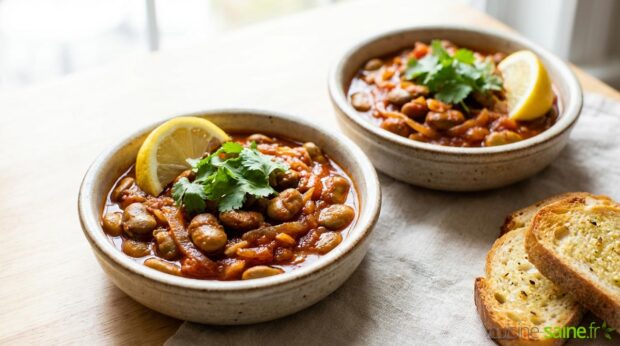 Fèves à la coriandre et à la tomate