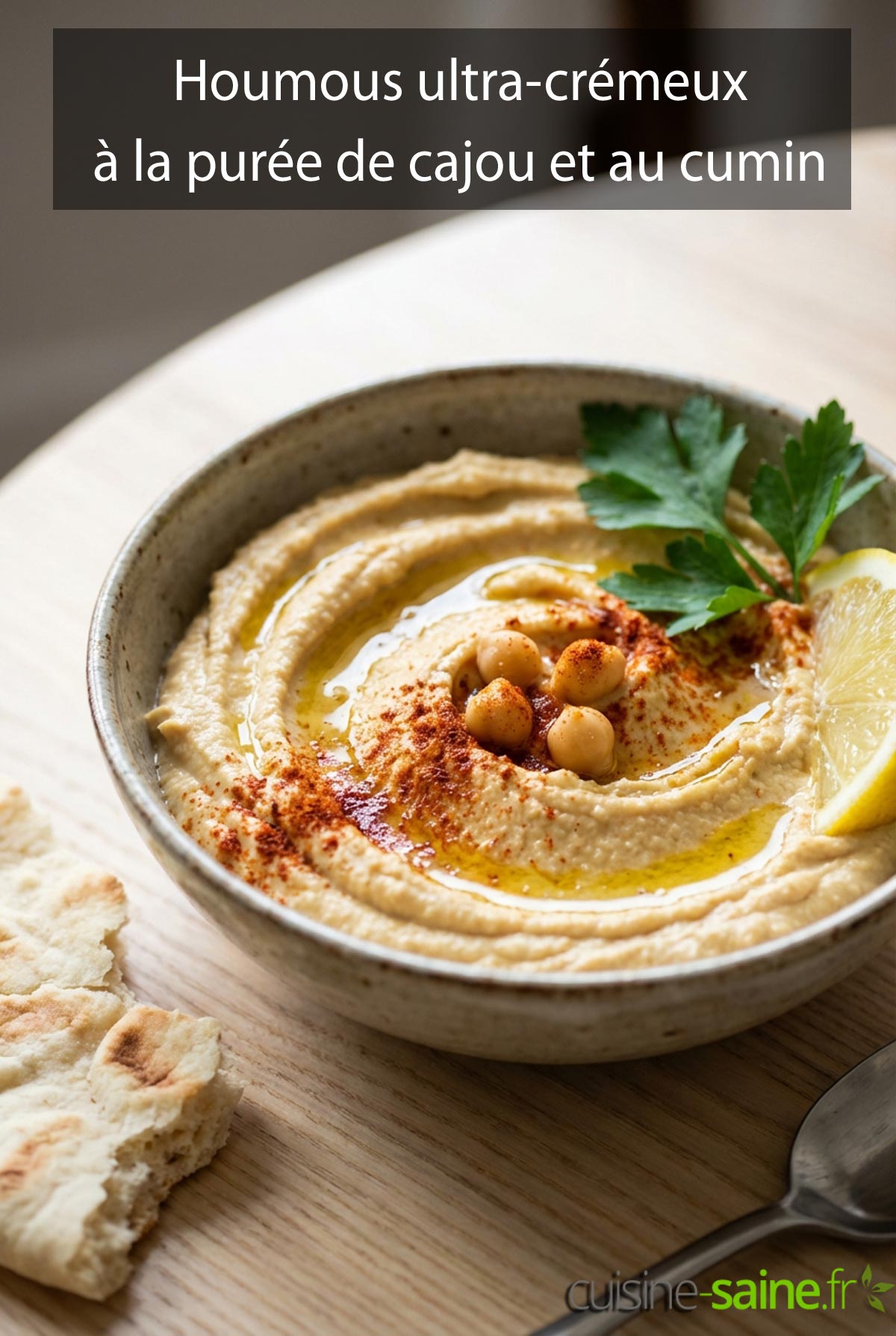 Houmous ultra-crémeux à la purée de cajou et au cumin