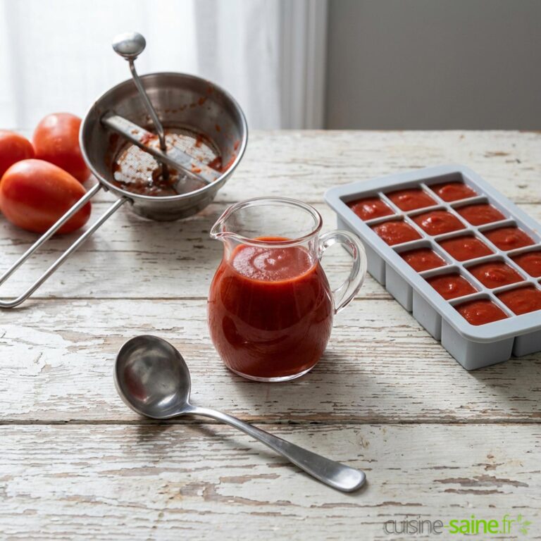 Coulis de tomates à la vapeur, prêt à congeler