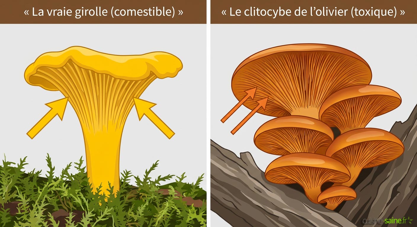 La vraie girolle à ne pas confondre avec le clitocybe