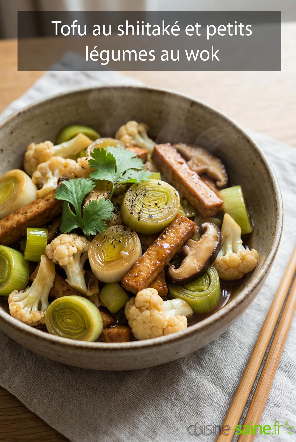 Tofu au shiitaké et petits légumes au wok