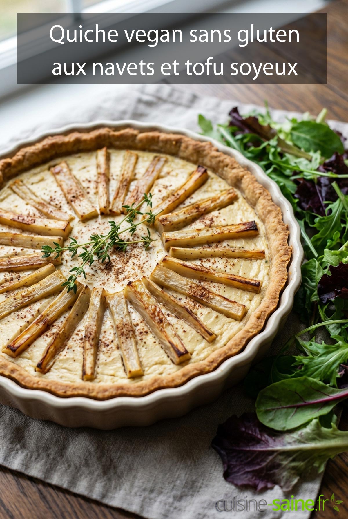 Quiche vegan sans gluten aux navets et tofu soyeux