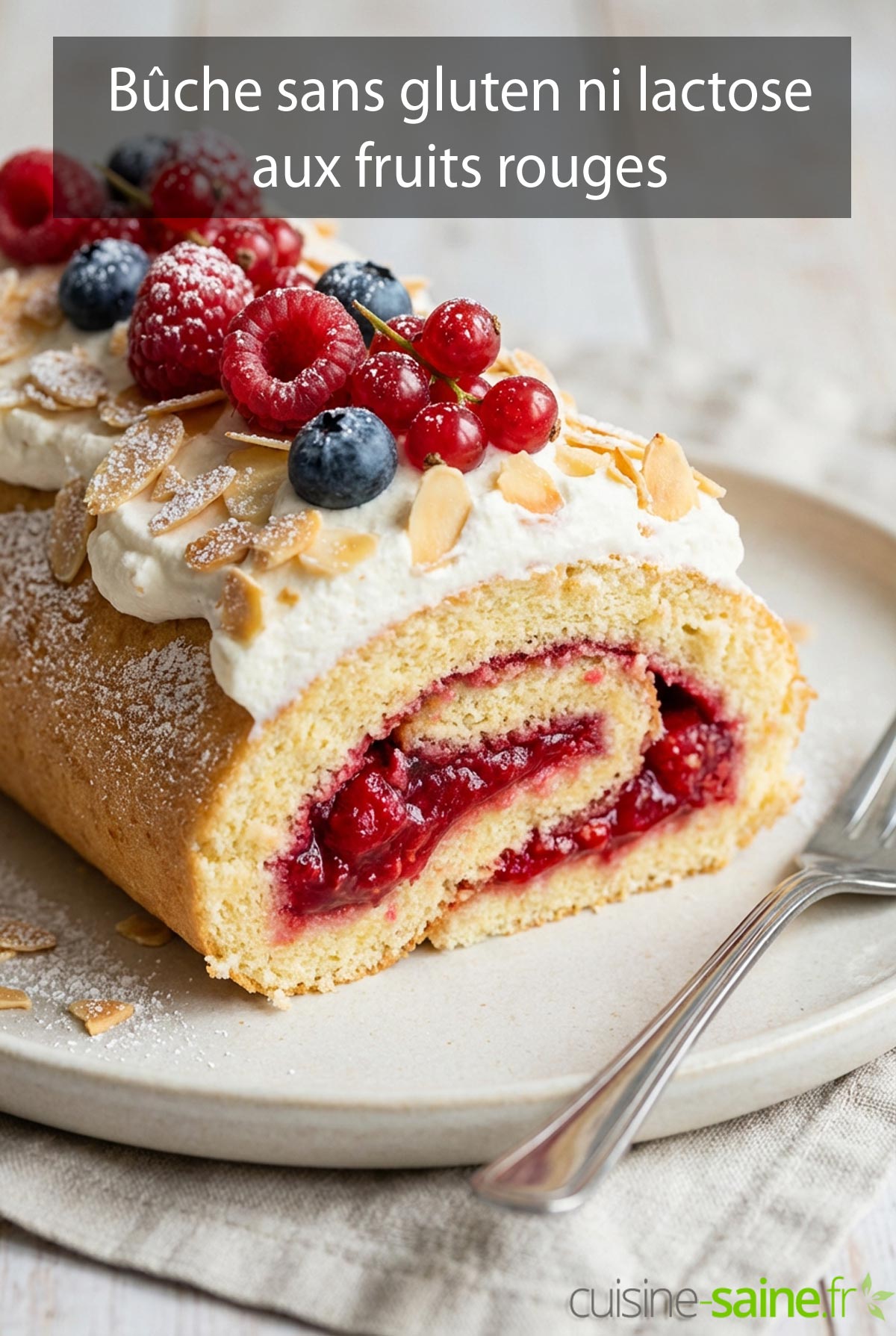 Bûche sans gluten ni lactose aux fruits rouges