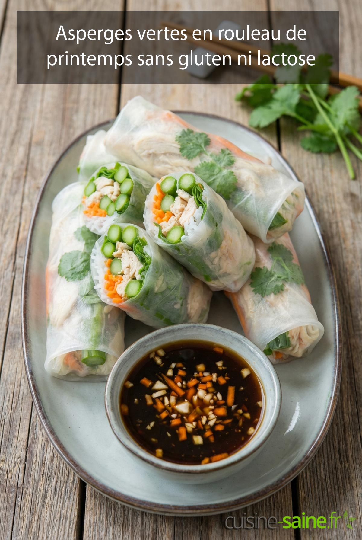 Asperges vertes en rouleau de printemps sans gluten ni lactose