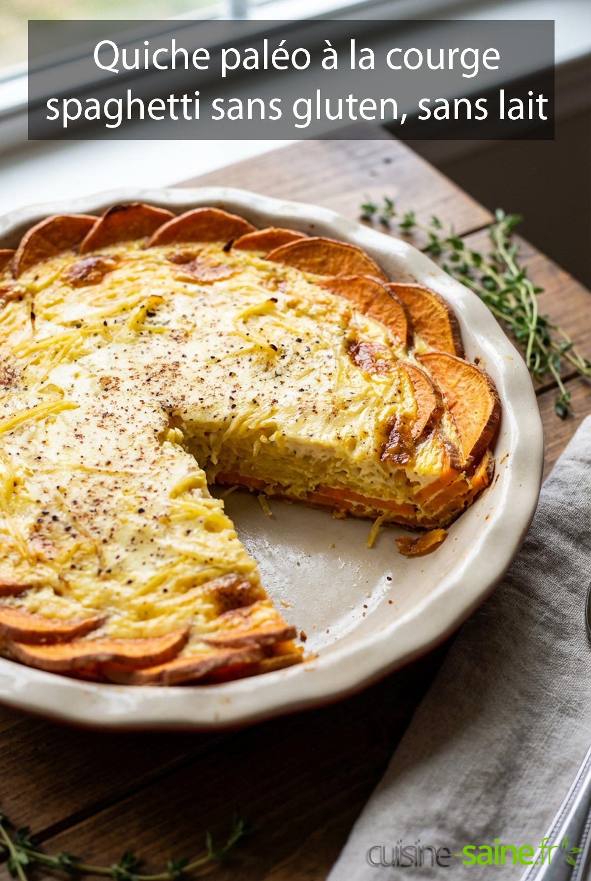 Quiche paléo à la courge spaghetti (sans gluten, sans lait)