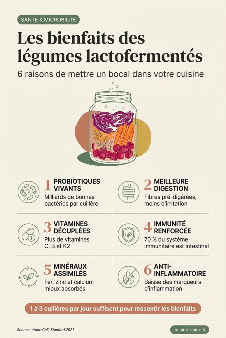 Infographie : les 6 bienfaits des légumes lactofermentés