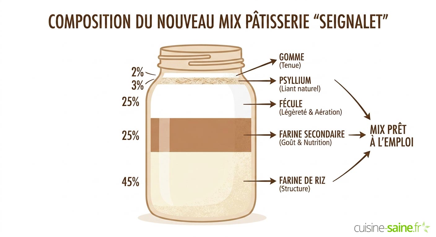 Composition de mon nouveau mix pâtisserie compatible Seignalet