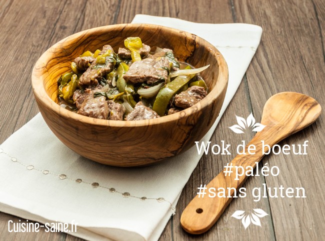 Recette paléo sans gluten: wok de bœuf basilic et poivrons verts