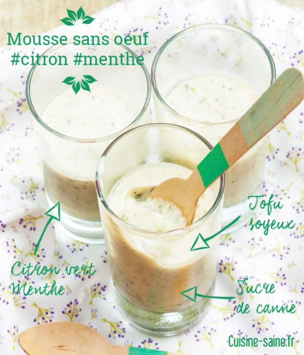 Mousse de citron et menthe sans œuf