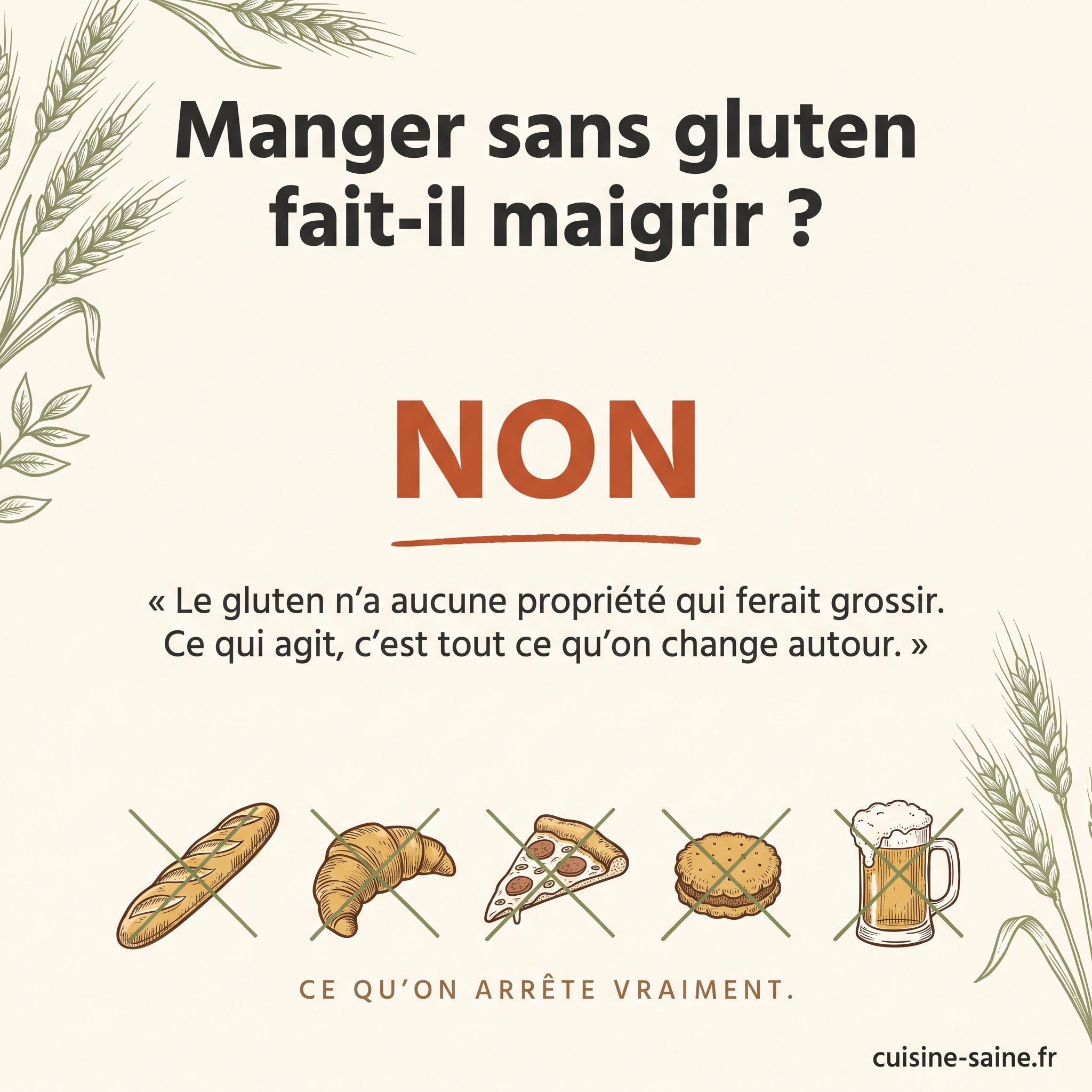 Manger sans gluten ne fait pas maigrir : le gluten n'a aucune propriété qui ferait grossir