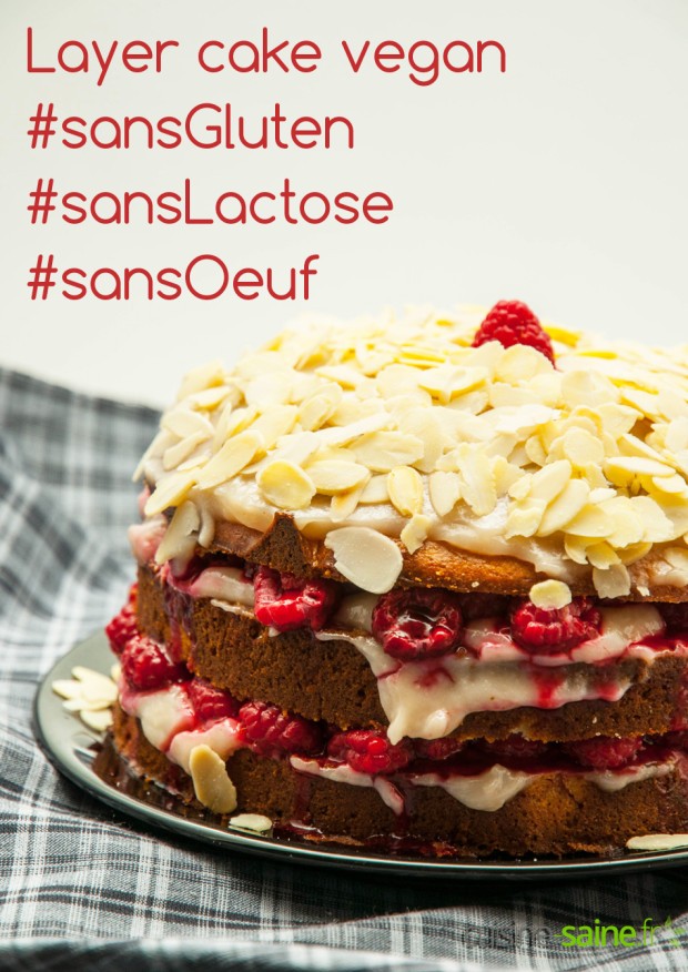 Gâteau à étages sans gluten, sans lait, sans œuf, sans soja et vegan