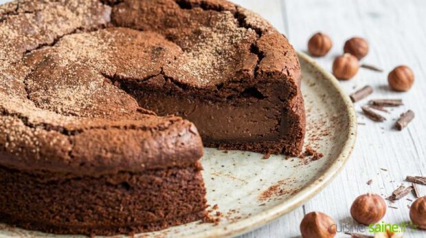 Fondant intense chocolat-noisette à l'orange (sans œufs et sans gluten)