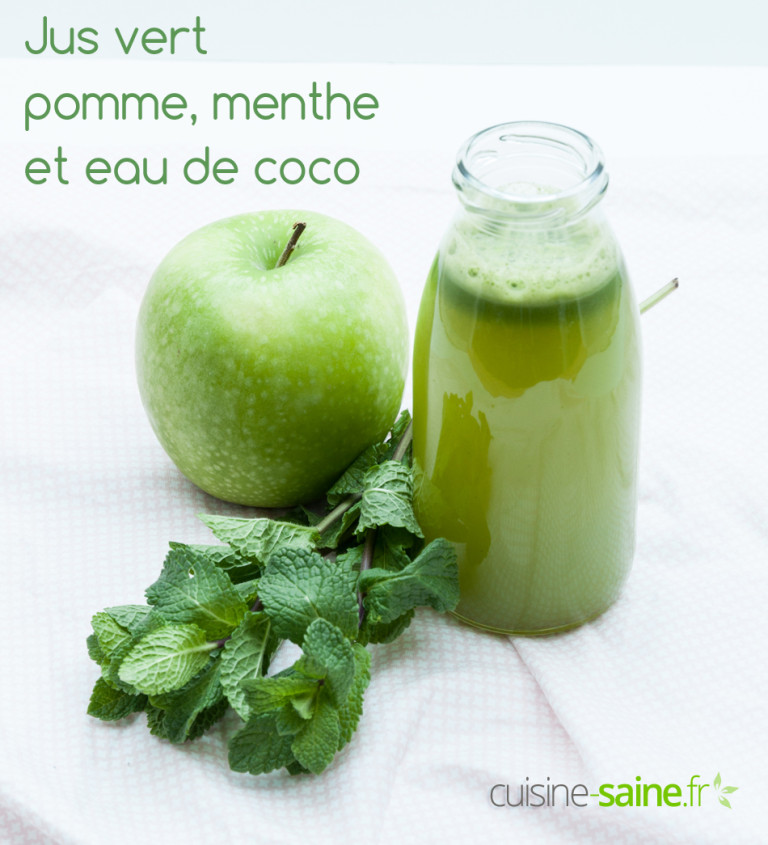 Jus vert eau de coco, menthe et pomme verte