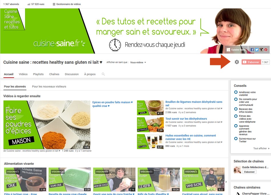 Comment vous abonner à la chaine youtube Cuisine Saine ?