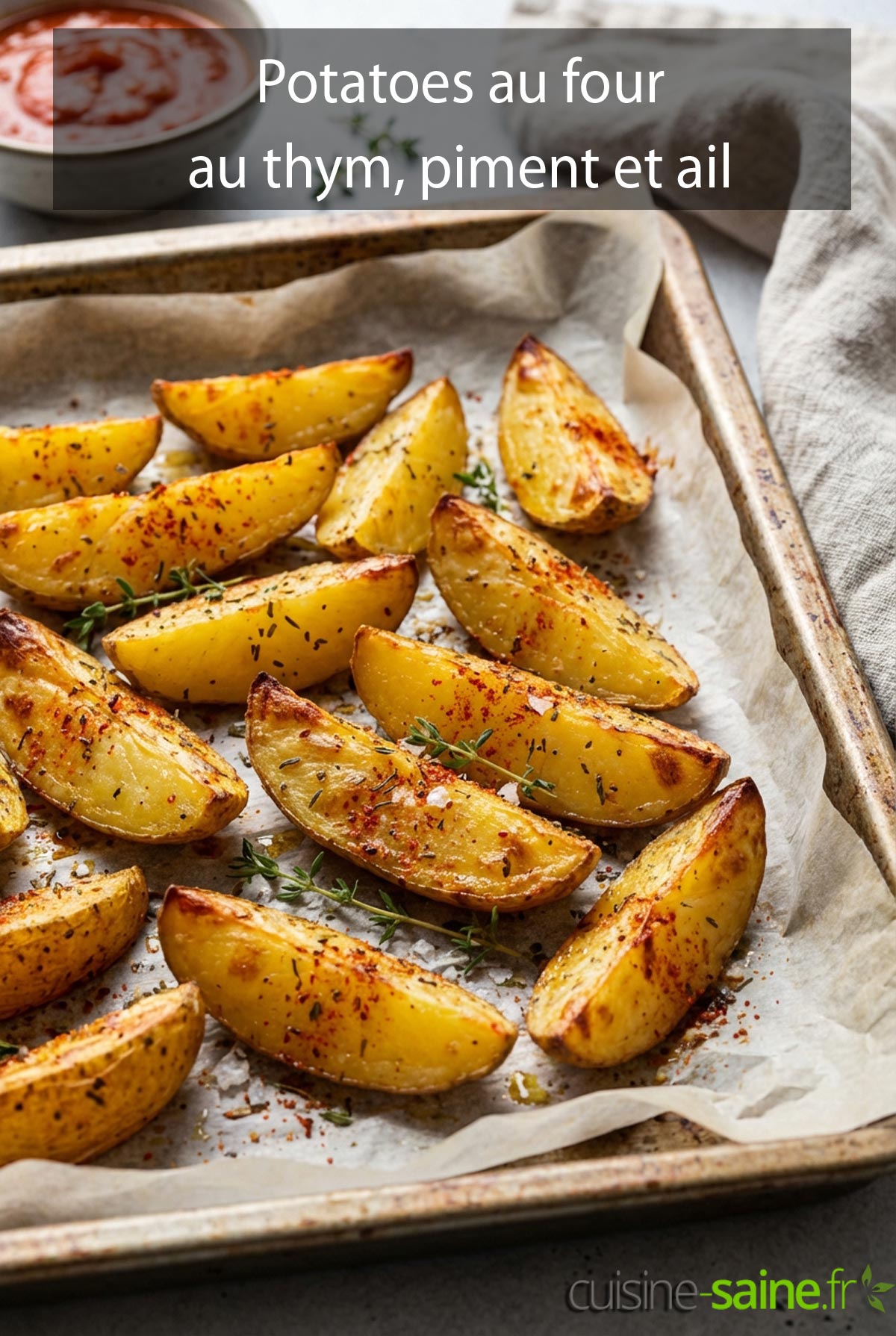 Potatoes au four au thym, piment et ail