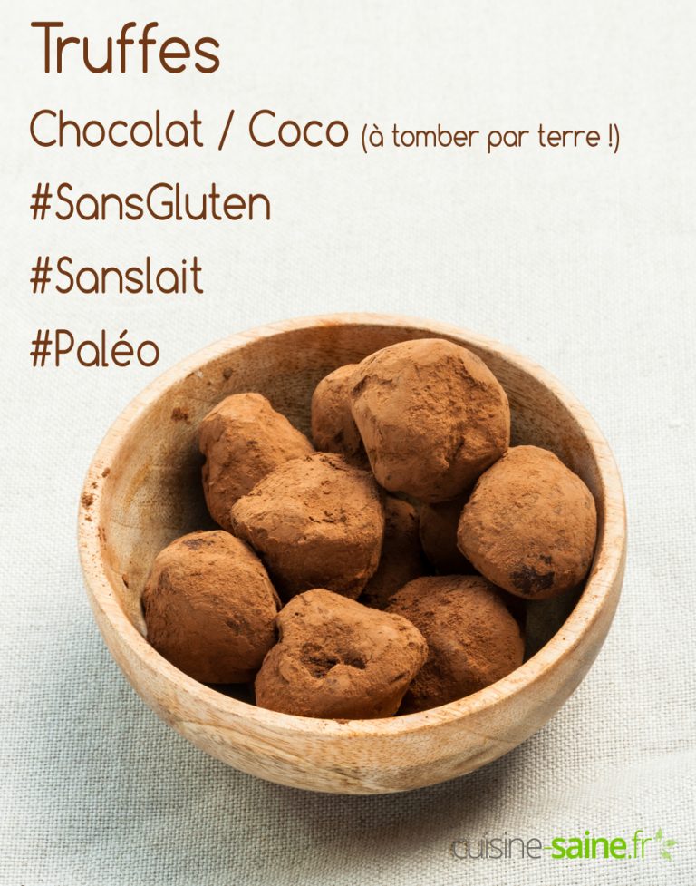 Truffes au chocolat et lait de coco sans gluten, sans lait et paléo