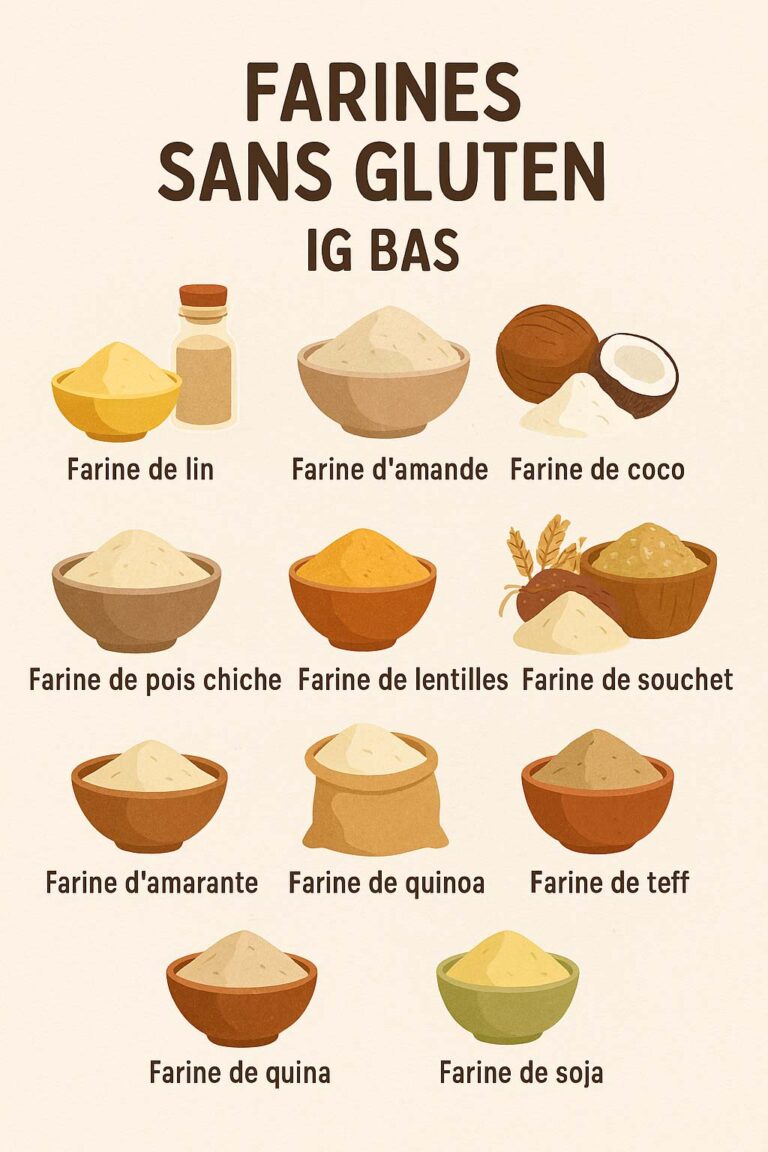 Farines sans gluten avec index glycémique IG bas ou modéré