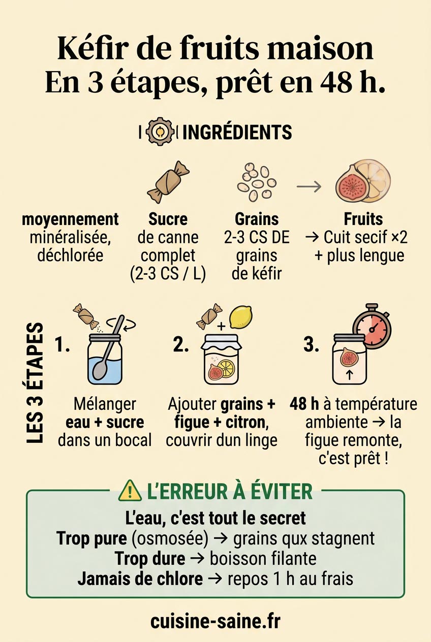 Les étapes pour un kéfir de fruits maison