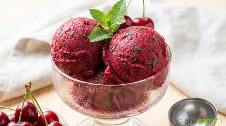 Sorbet à la cerise avec alternative sans sucre et sans sorbetière