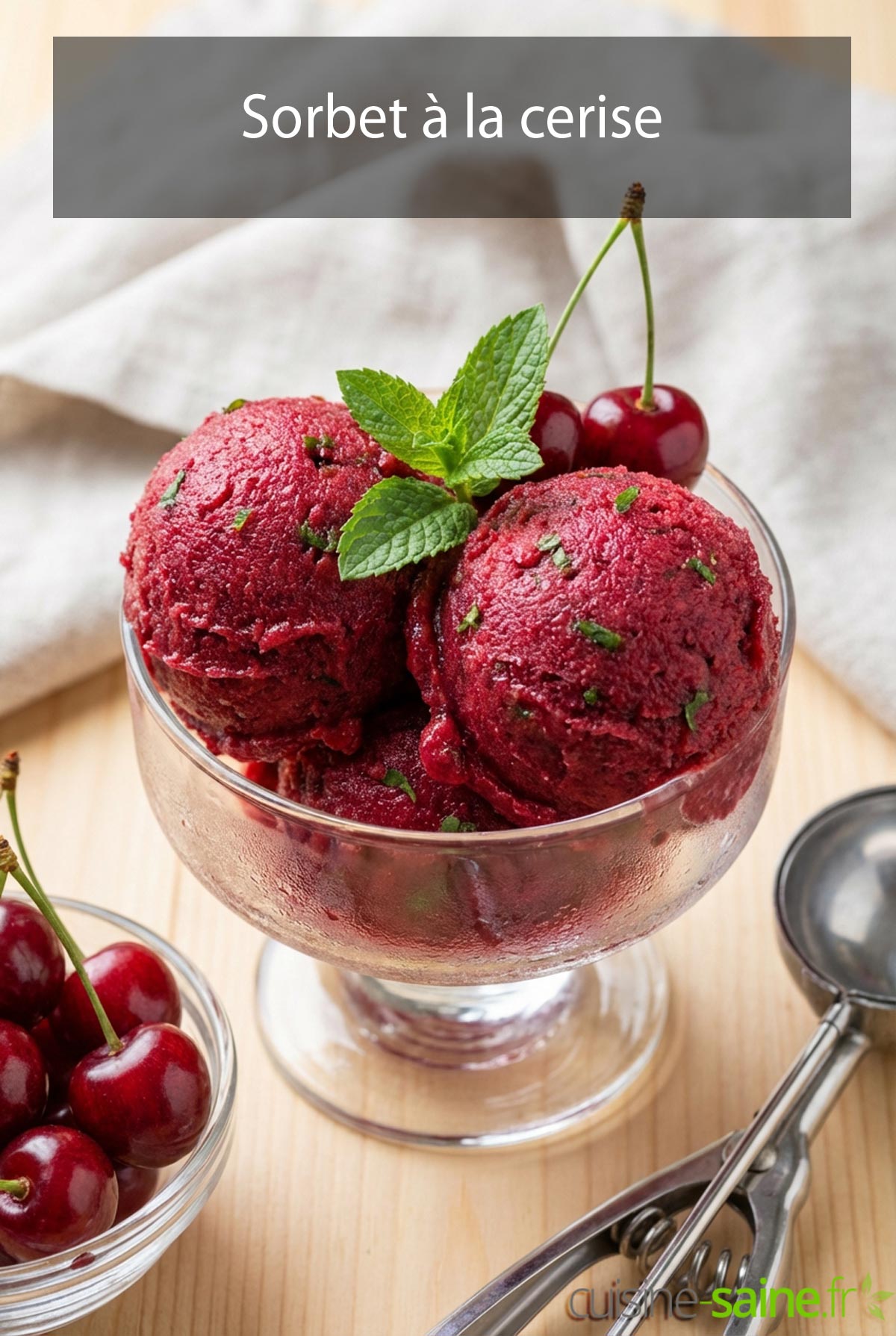 Sorbet à la cerise avec alternative sans sucre et sans sorbetière