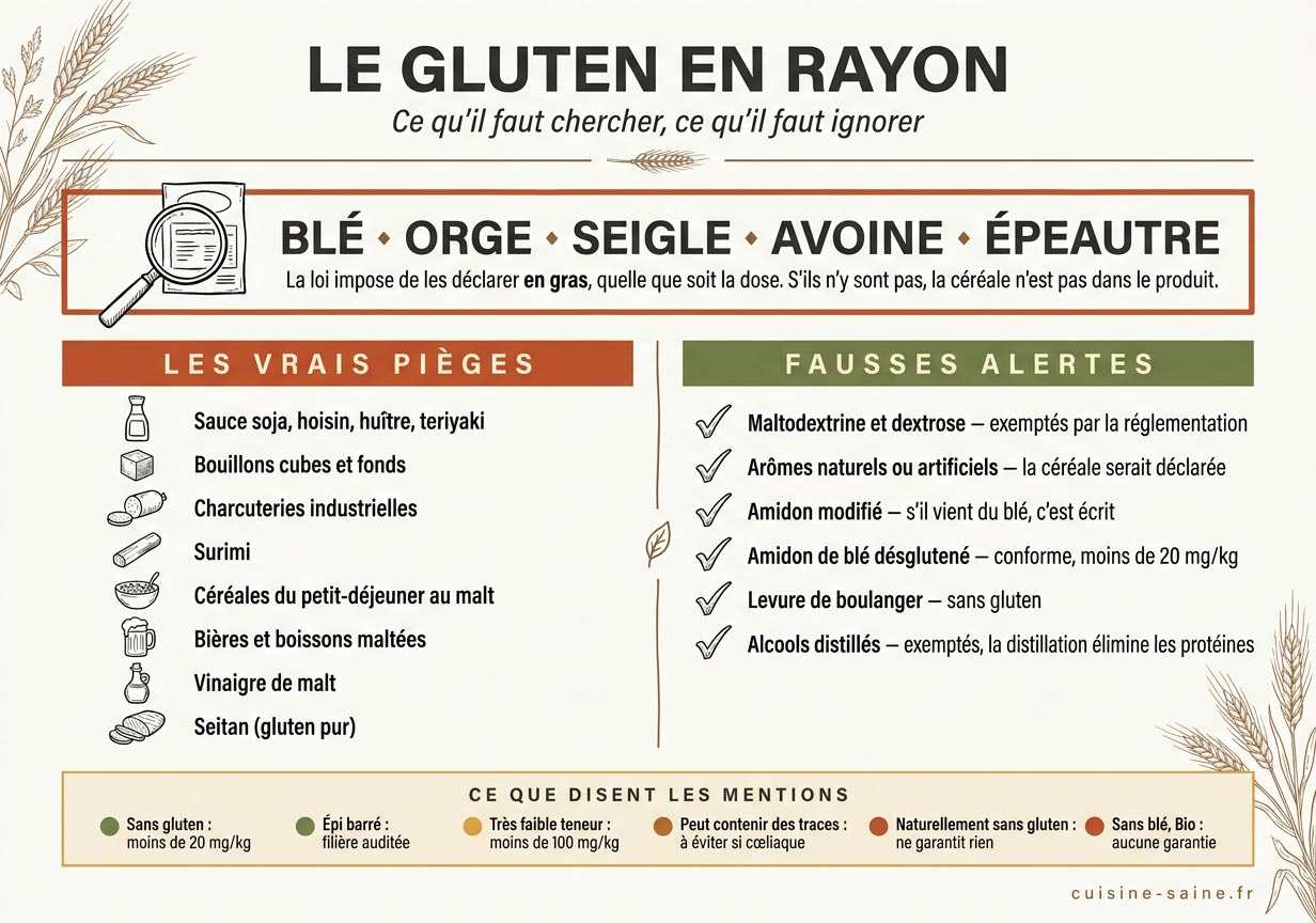 Quels sont les aliments contenant du gluten : céréales, produits transformés et sources cachées