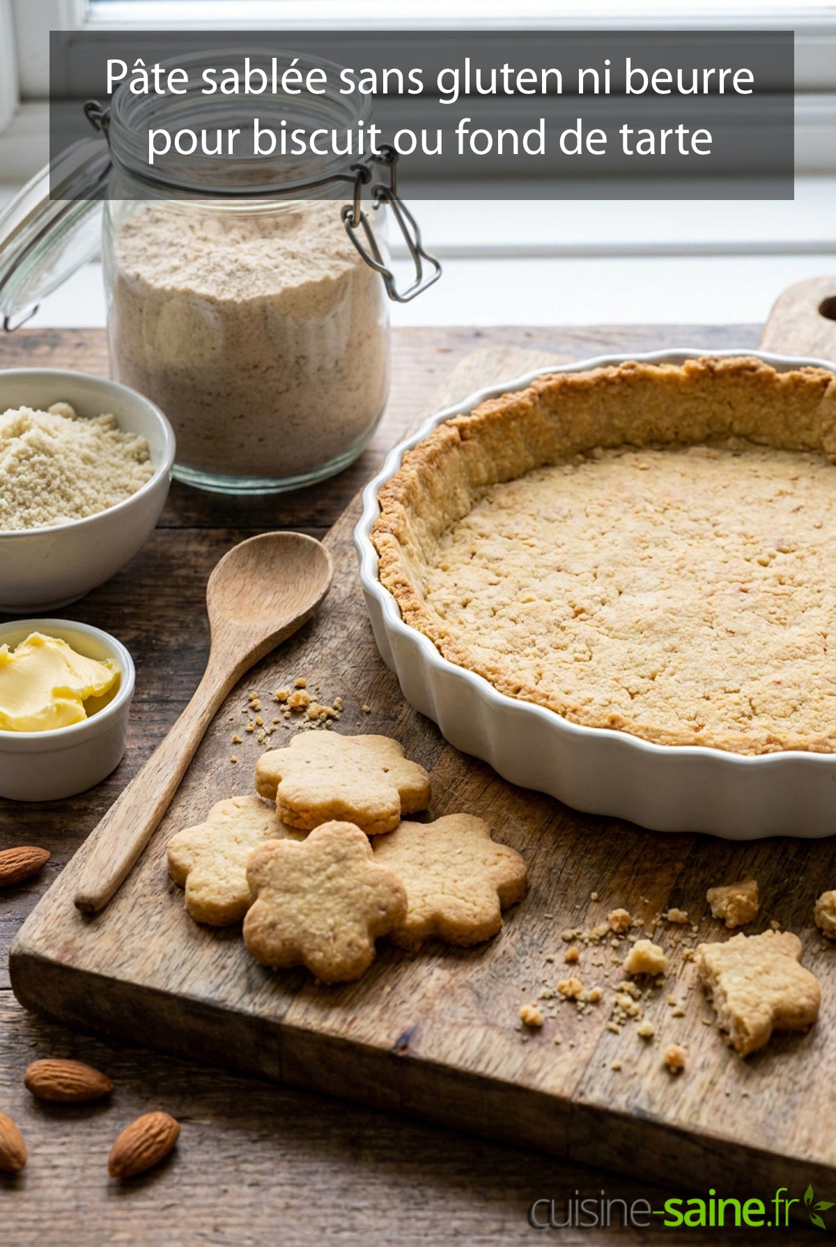 Pâte sablée sans gluten ni beurre pour biscuit ou fond de tarte